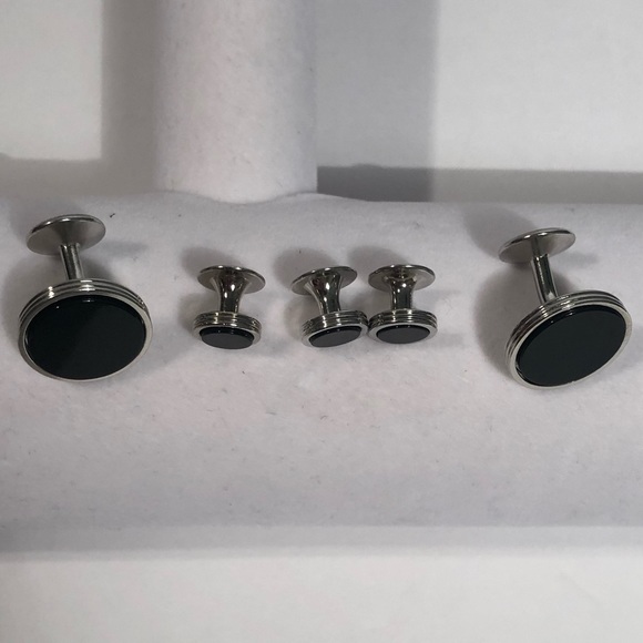 5 piece men’s cuff links with shirt buttons - Picture 2 of 5